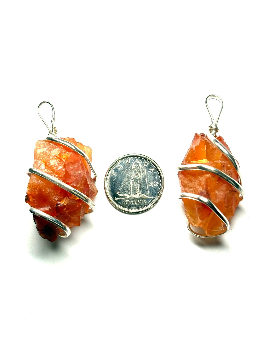 Carnelian Spiral Wrapped Pendants