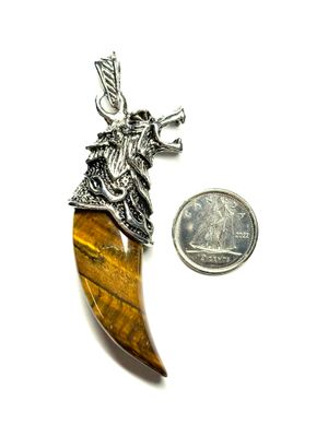 Tiger's Eye Wolf Tooth Shaped Pendant