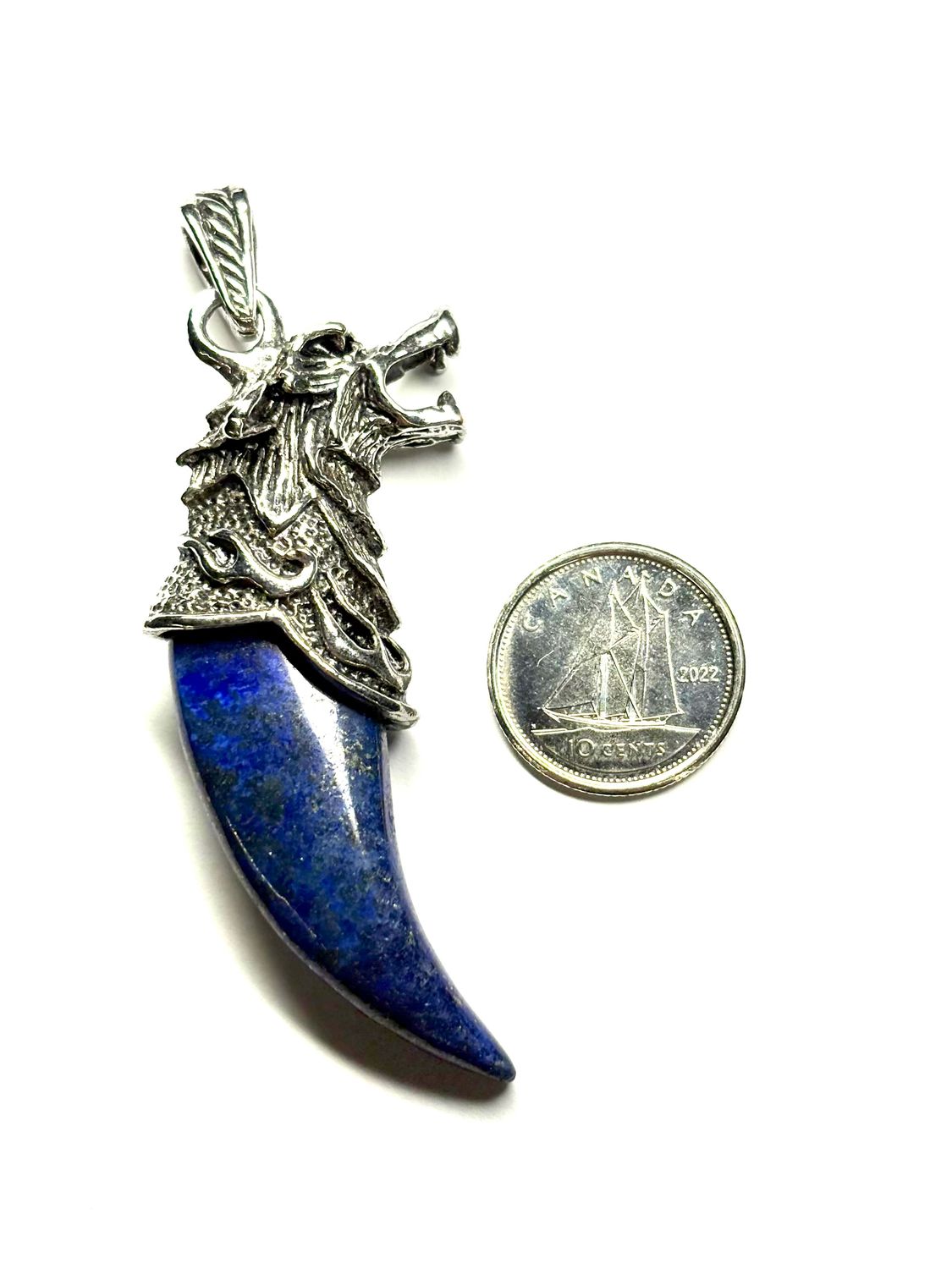 Lapis Lazuli Wolf Tooth Shaped Pendant