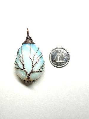 Wire Wrapped Opalite Teardrop Pendant