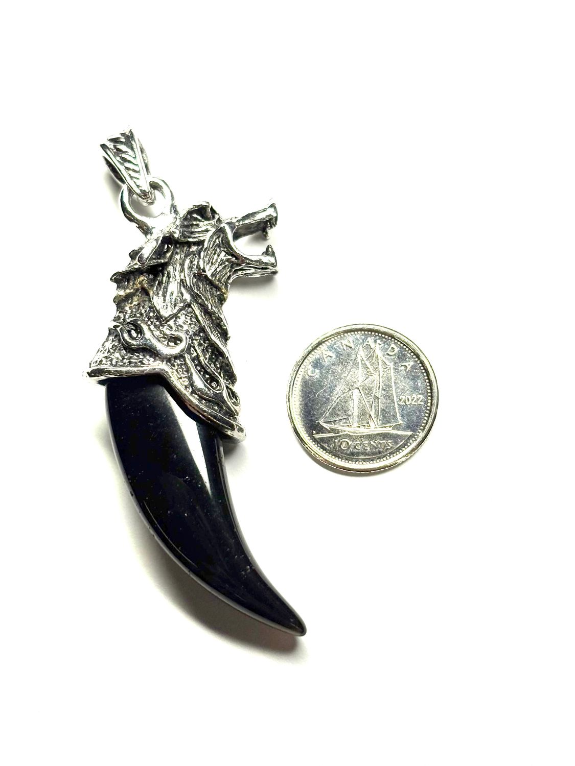 Black Tourmaline Wolf Tooth Shaped Pendant