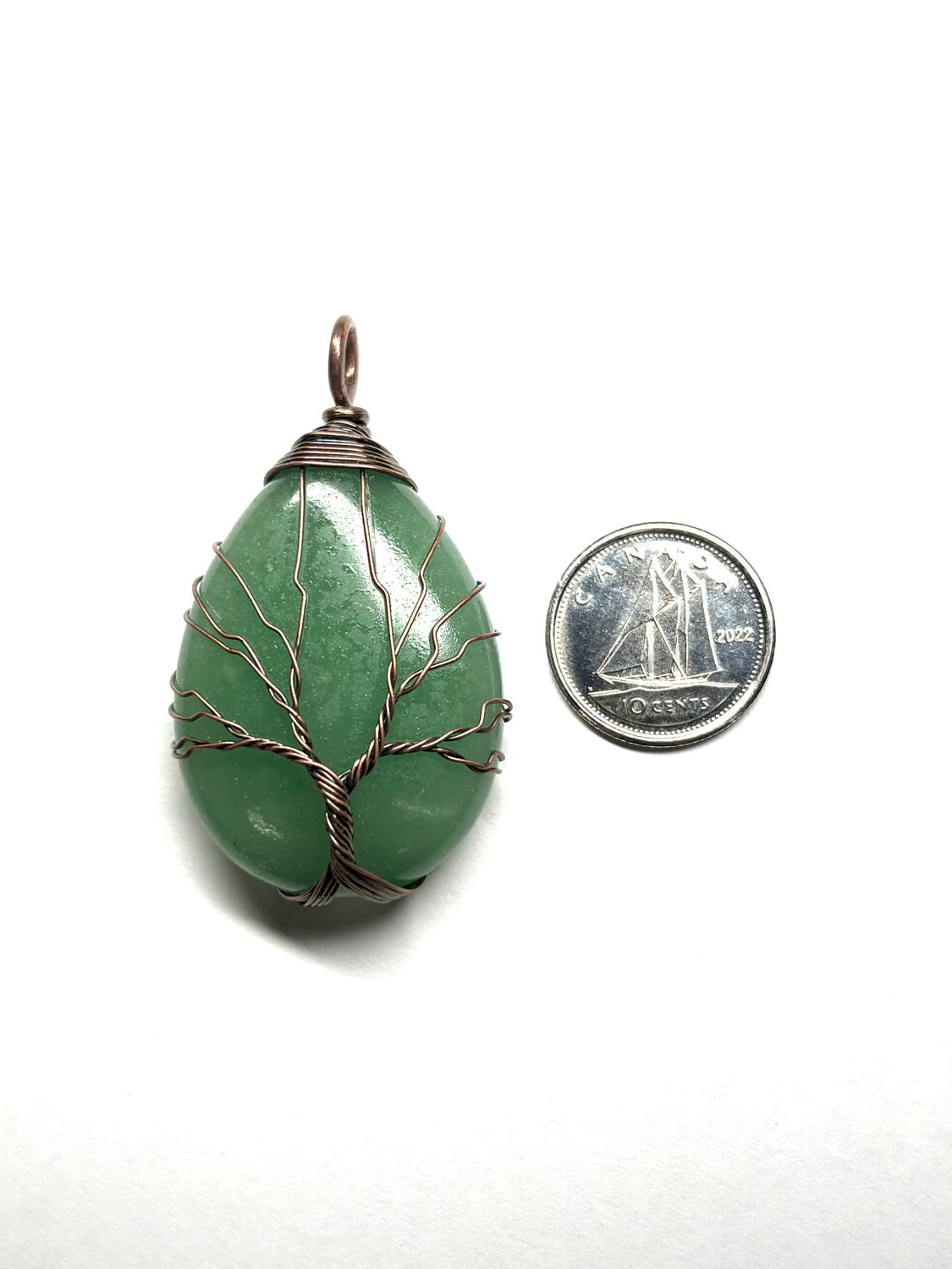 Wire Wrapped Green Aventurine Teardrop Pendant