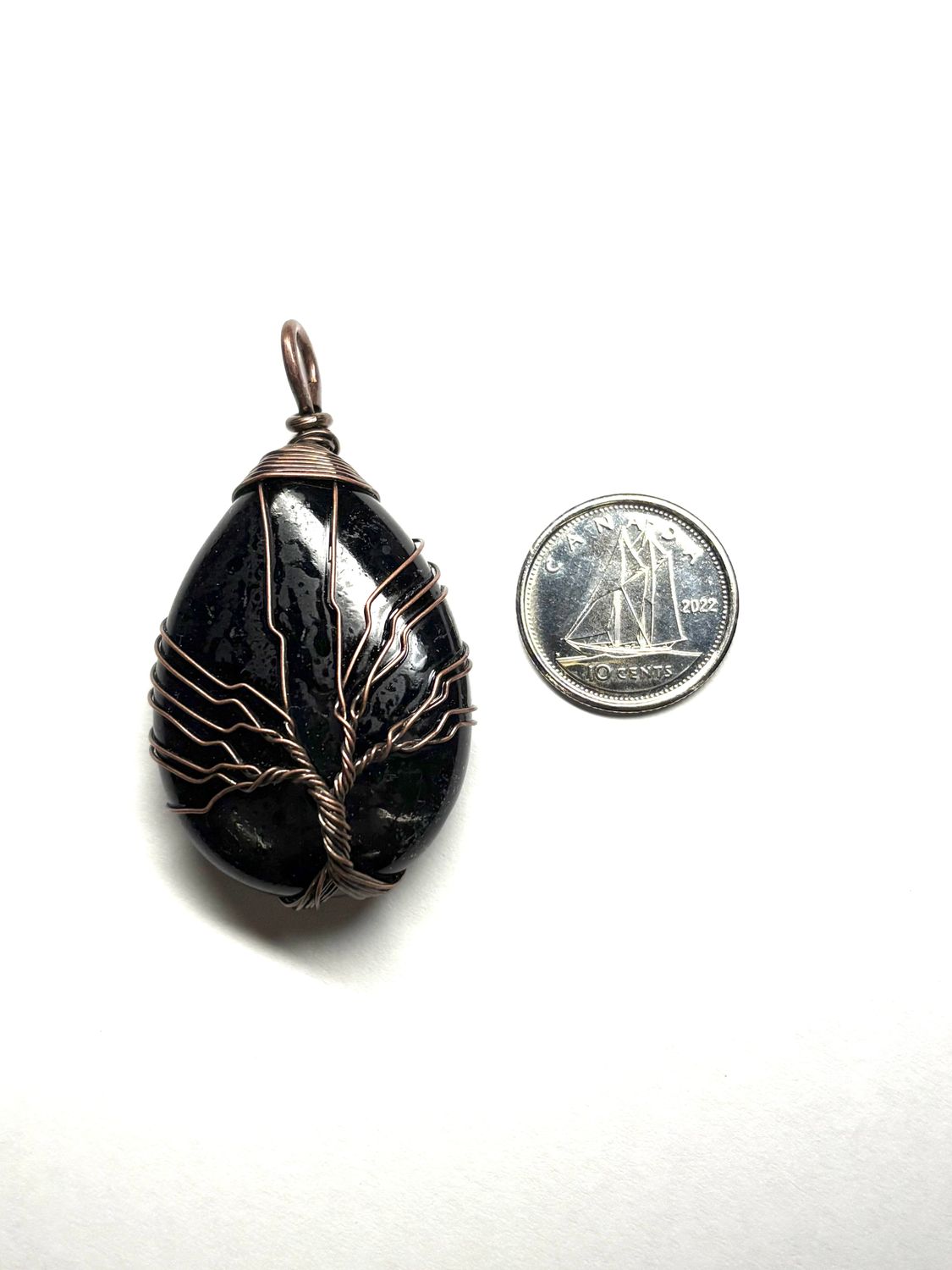 Wire Wrapped Black Tourmaline Teardrop Pendant