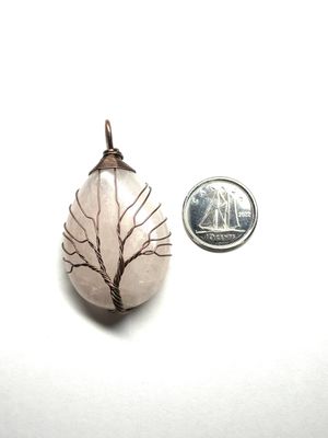 Wire Wrapped Rose Quartz Teardrop Pendant