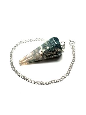 Moss Agate Faceted Pendulum