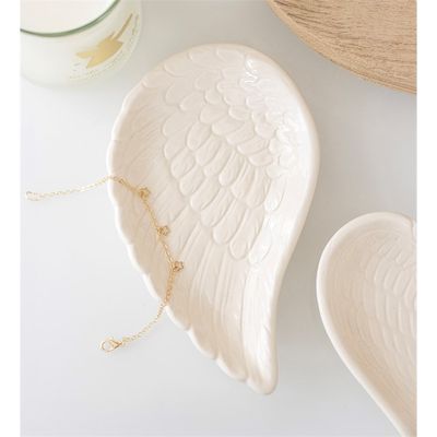 Off-White Angel Wing Ceramic Dish 7"