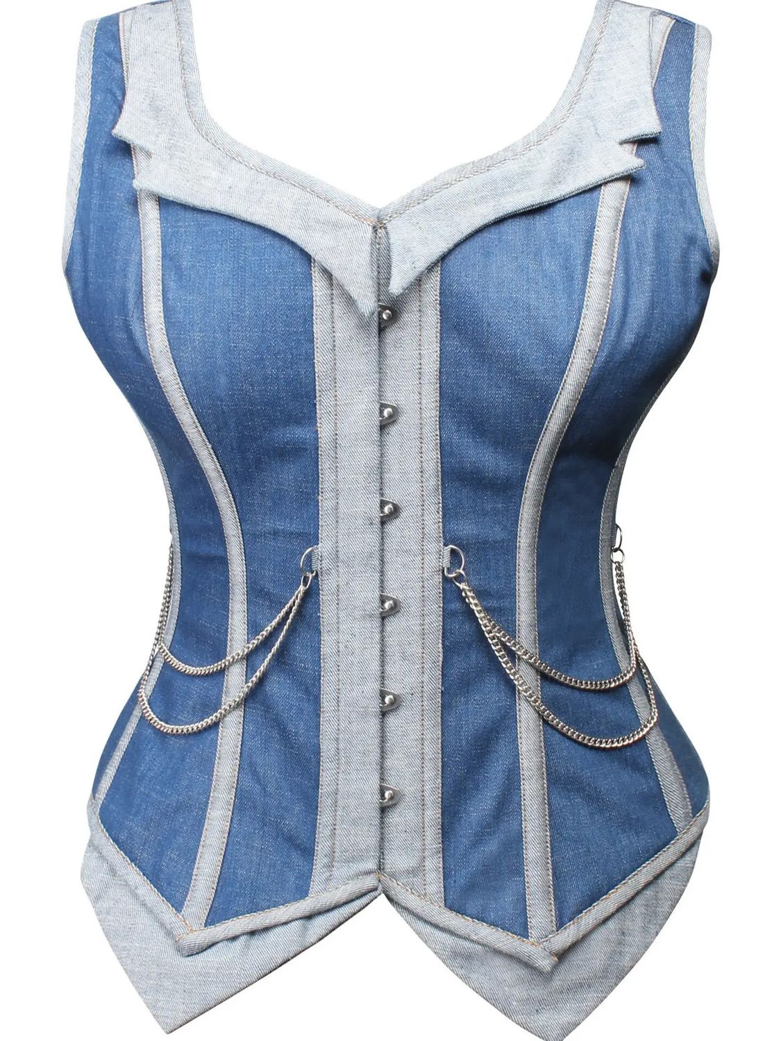 Double Denim Waistcoat Corset, Size: 24in