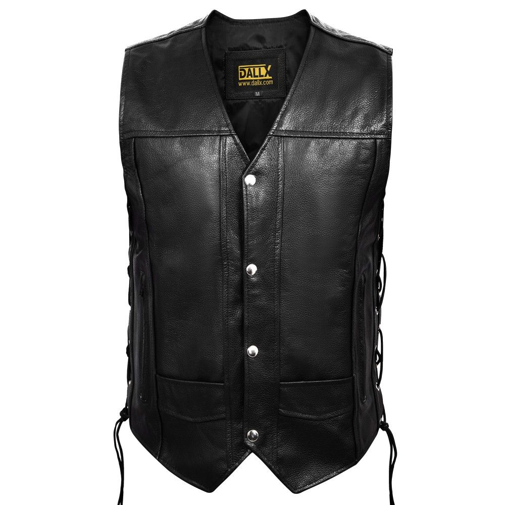 DALLX Leather Motorcycle Vest-Side Lace
