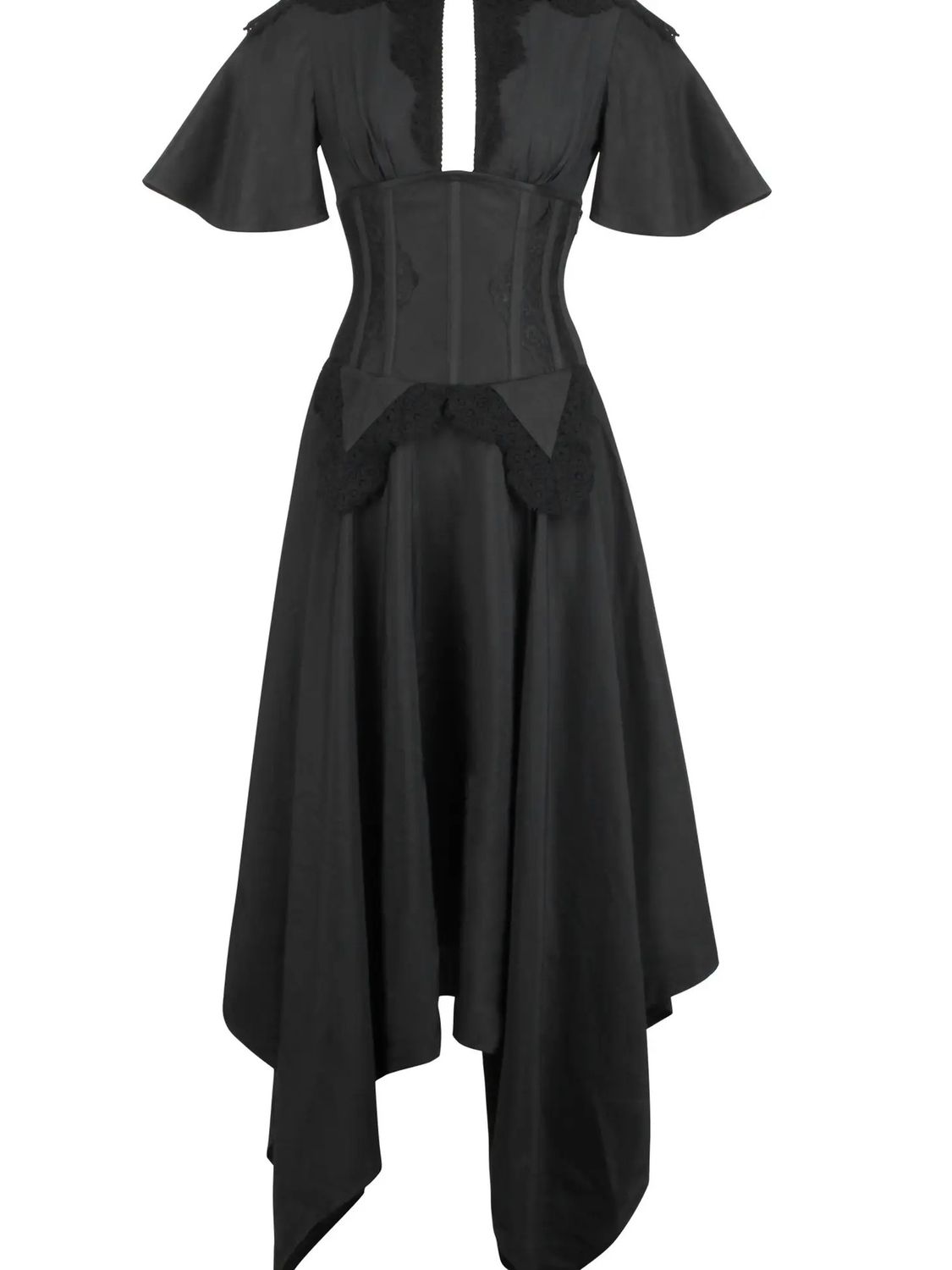 Black Corseted Dress with Lace Detail, Size: 22”