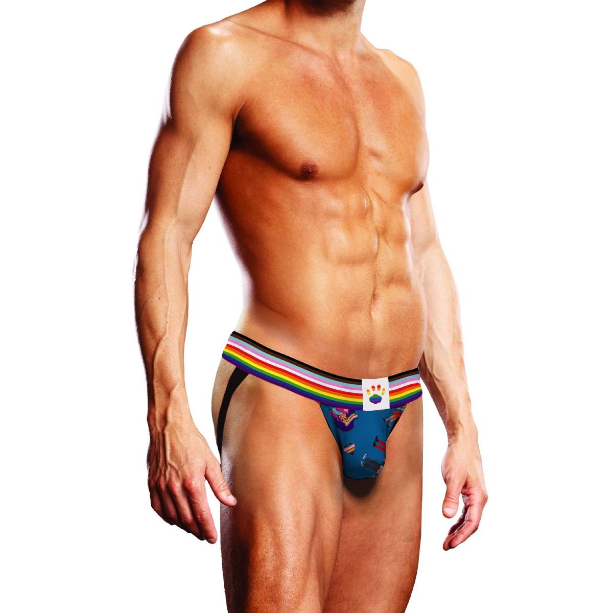 Pixel Art Gay Pride Underwear Collection, Color: Blue /Multi, Size: SM, Style: Jock