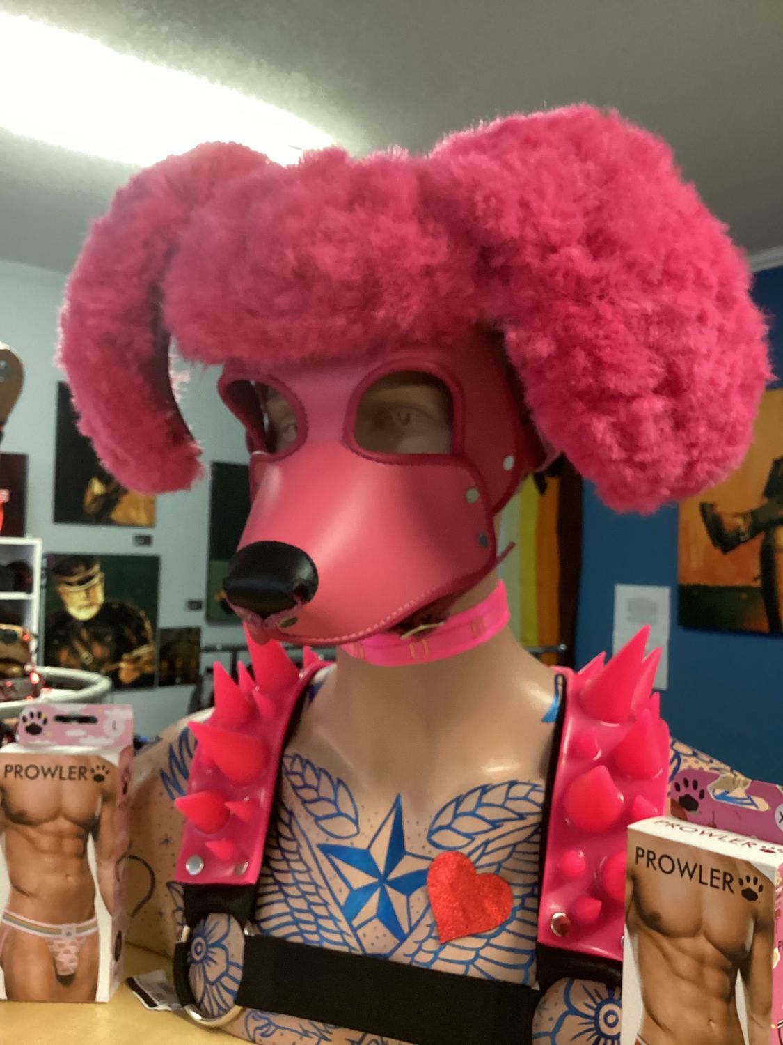 Custom Leather Hoods- Standard Poodle - Pink