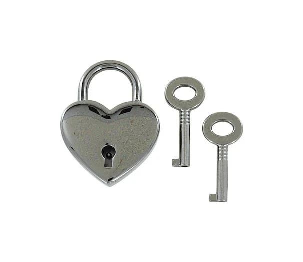 Large Heart Padlock Gun Metal 1 3/16&quot;
