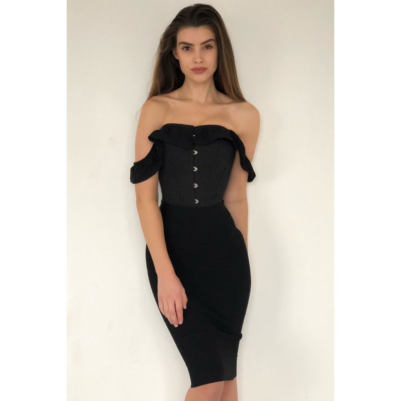 Cotton Straight Bustline Corset Top  w Sleeve