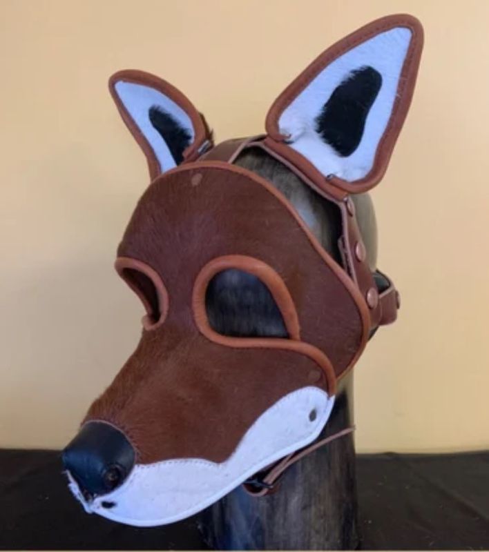 Custom Leather Hoods - Furred Red Fox - Red/Wht