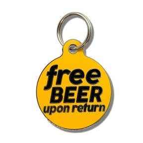 Free Beer Upon Return- Round Charm- Orange