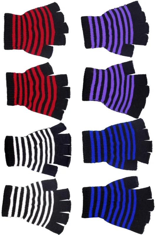 Striped Fingerless Gloves