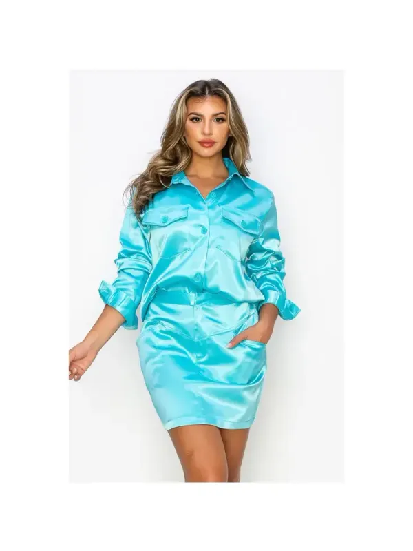 SHIRTS AND SKIRT SET  LIGHT BLUE