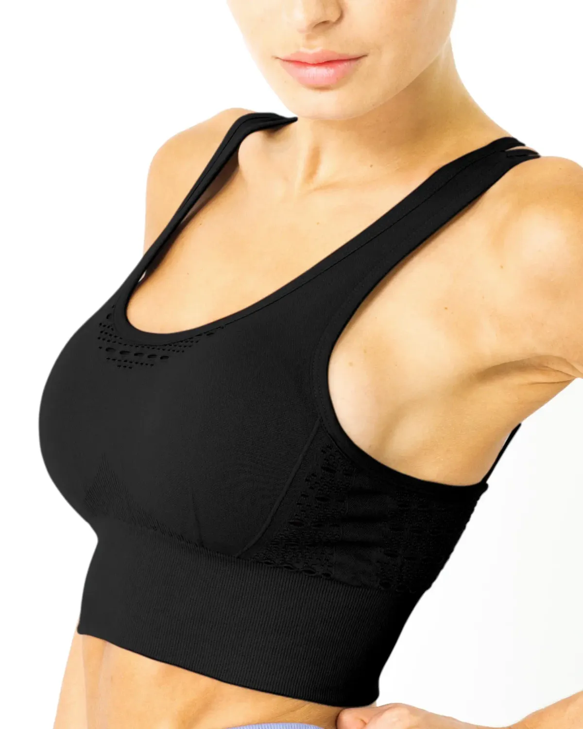 Mesh Seamless Bra with Cutouts