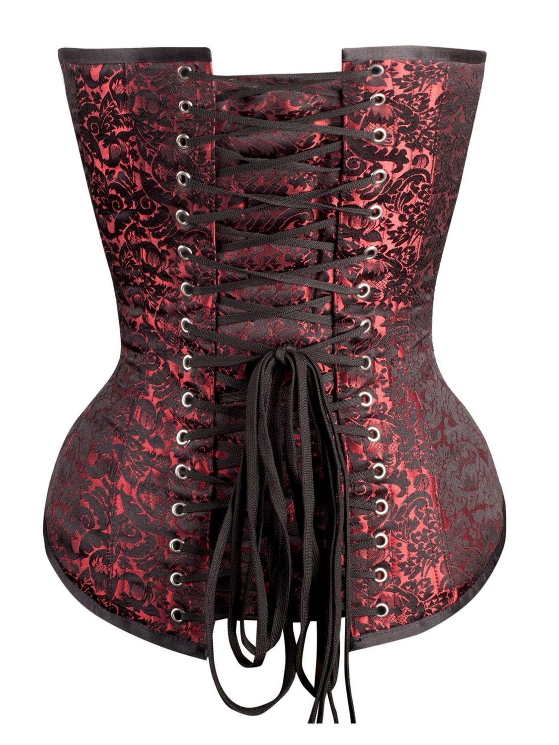 Long Red Brocade Corset w/ Hip Gores 30in/33-34in