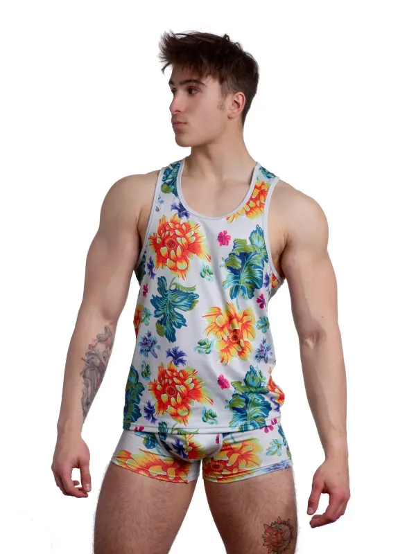 Floral Optic White Tank
