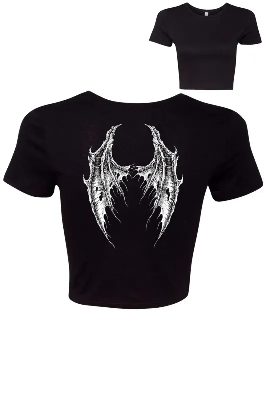 Broken Batwings Crop Top - Blank Front
