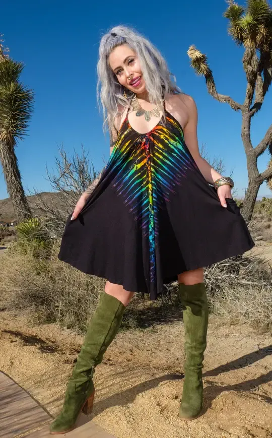 Rainbow Bones Tie Dyed Pocket Dress