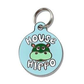 House Hippo- Round Charm- Blu/Grn