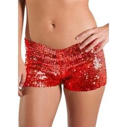 Sequin Stretch Shorts - Red S/M/L