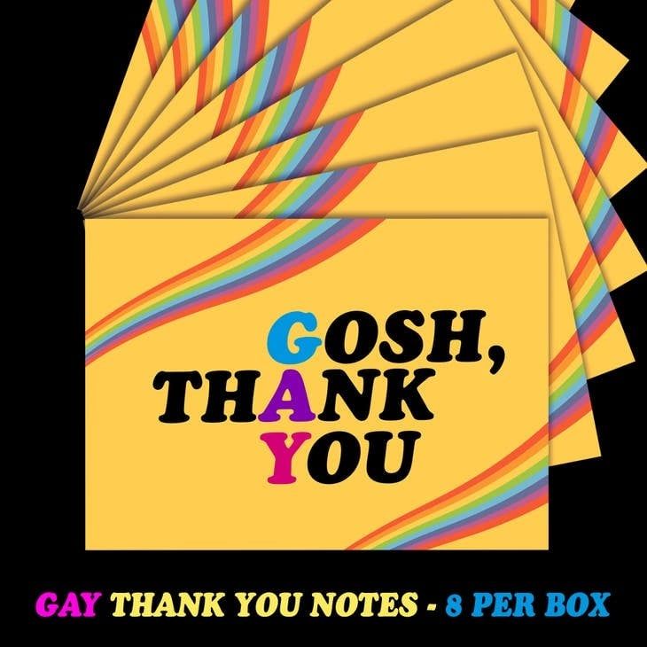 &quot;Gosh Thank You&quot; Gay Note Cards (Queer, LGBTQ)