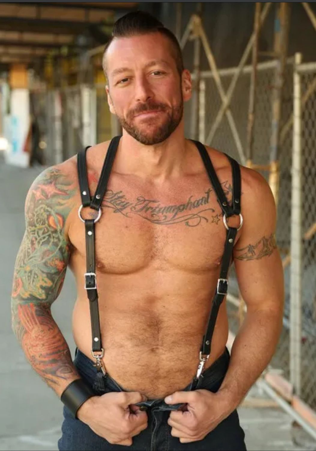 Mr. S Leather - Double Strap Leather Suspender Harness - Black