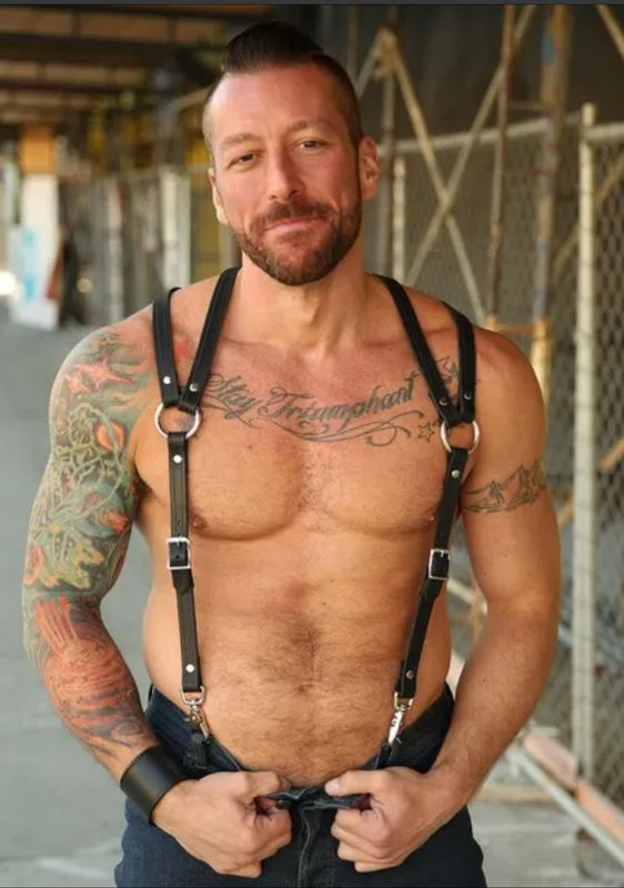 Mr. S Leather - Double Strap Leather Suspender Harness - Black