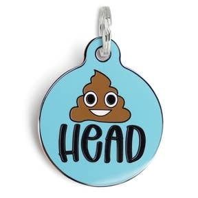 Poop Head- Round Charm- Blue