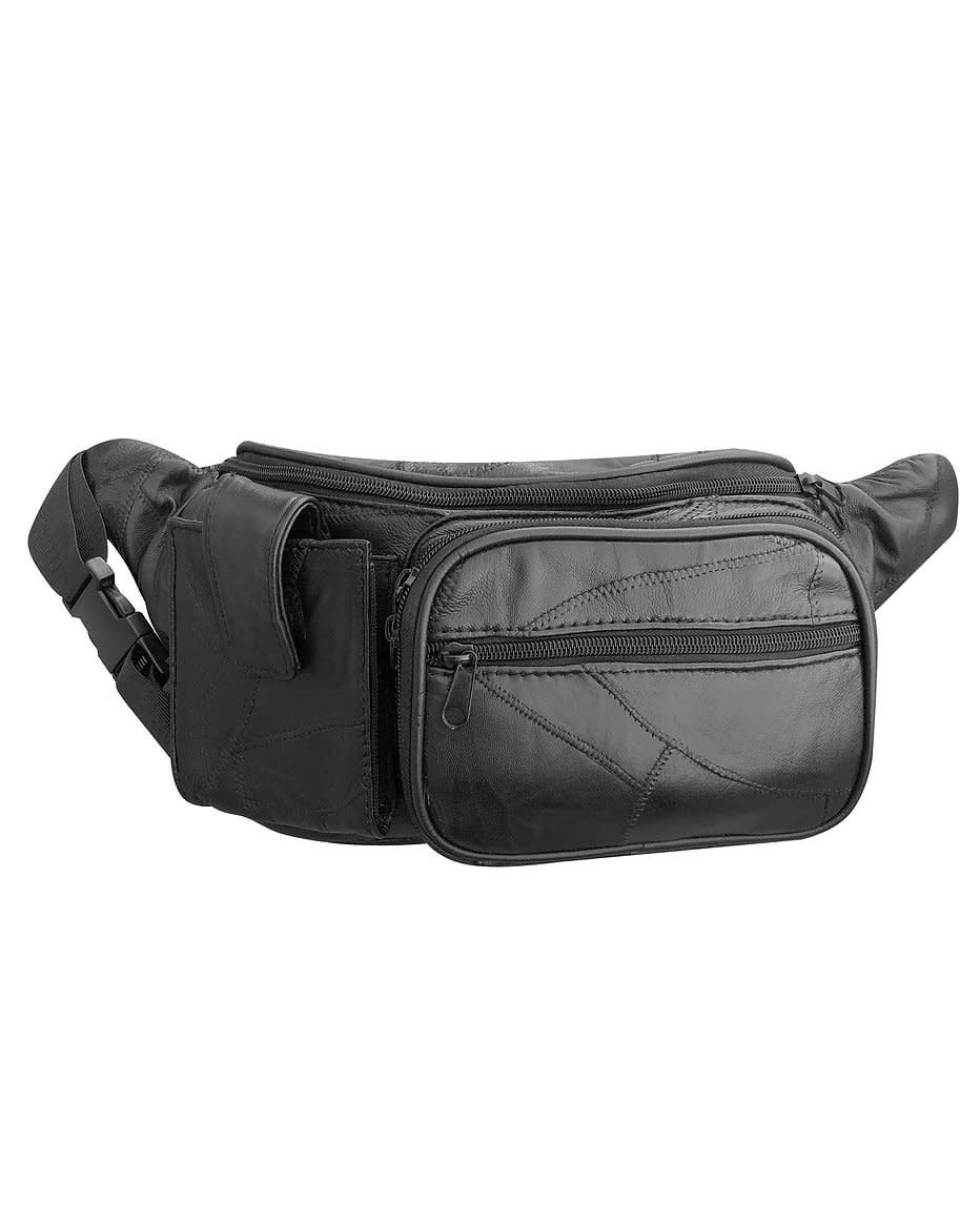 Patch Lambskin Fanny Pack w/ Phone Case - BLACK