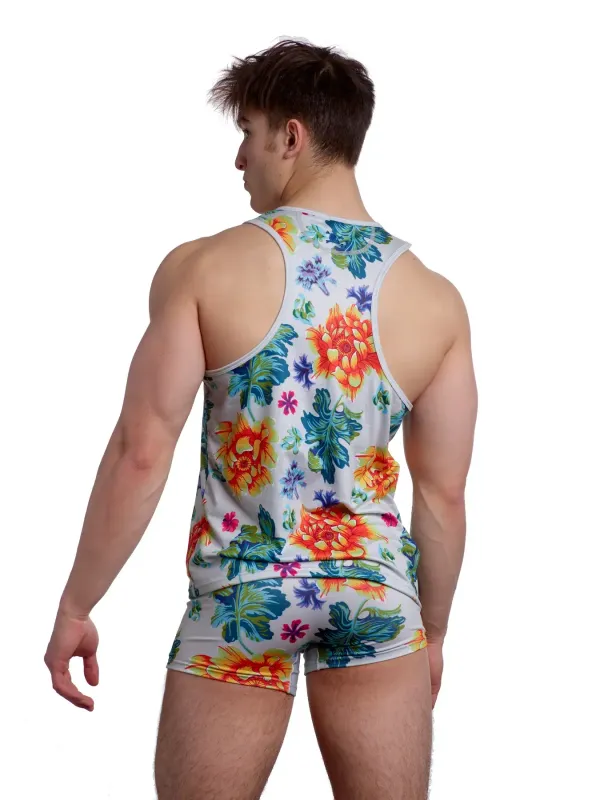 Large Floral Optic White Tank