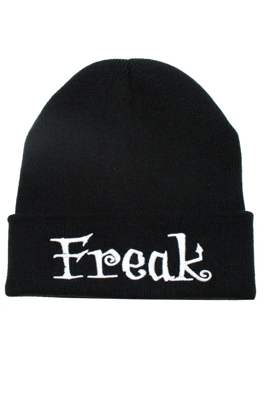 &quot;FREAK&quot; Beanie Skull Cap- BLK/WHT
