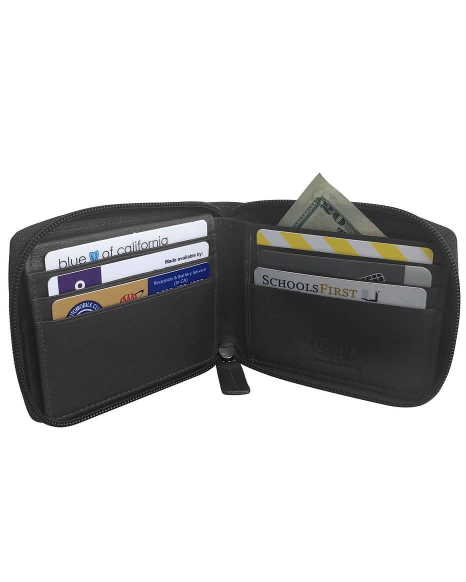 Cowhide Bifold w/ Zip Around - BLACK