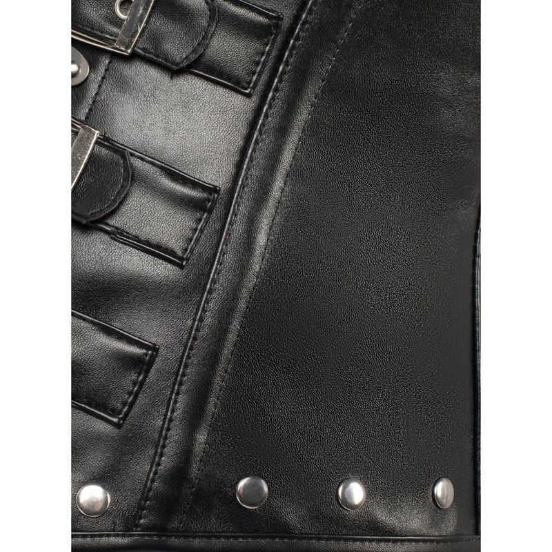 Black Leather Look PU Underbust w/ Halter US12