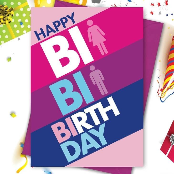 Bi Bi Bisexual Birthday Greeting Card