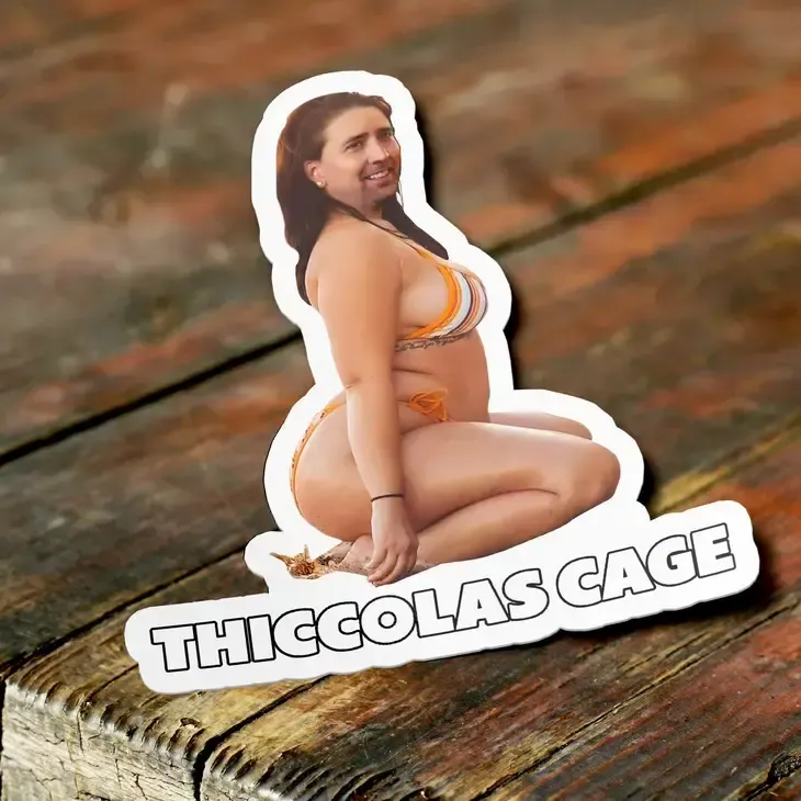 Thiccolas Cage &quot;Thick Nicolas Cage&quot; Sticker