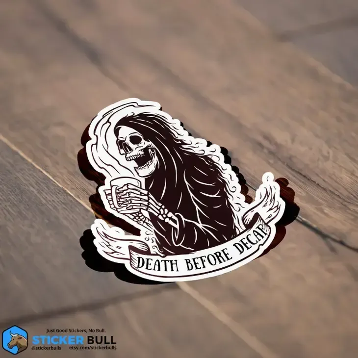 Death Before Decaf, Coffee Lover Sticker