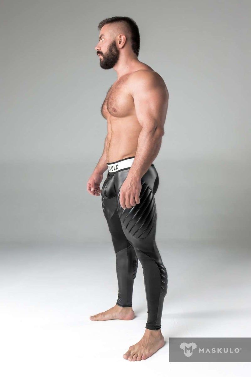 Maskulo Armored Leggings Codpiece  Zipped Rear, Color: Black, Size: S