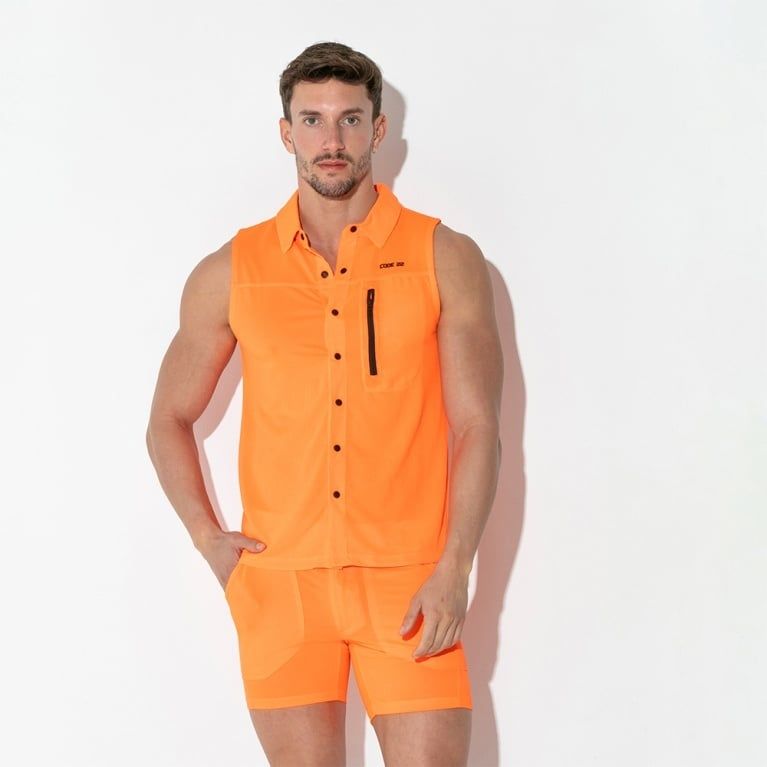 Vivid Sleeveless Shirt, Color: Coral, Size: S