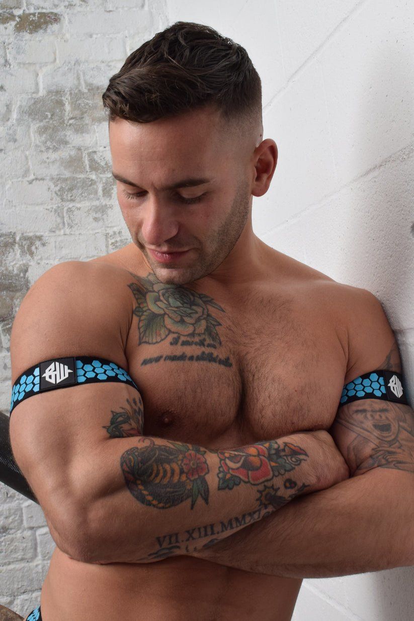  Breedwell Hex Armbands -Set of 2, Color: Aqua, Size: S/M