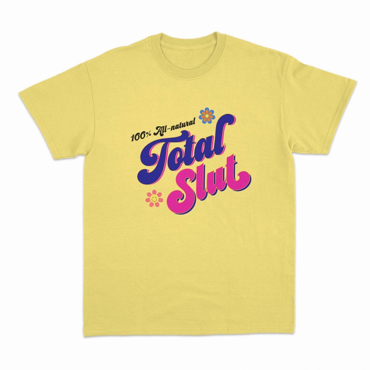 PeachyKings “Total Slut” T-shirt, Color: YELLOW, Size: SM