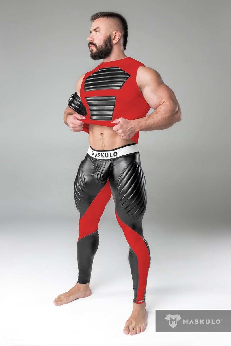 Maskulo Armored Leggings  Codpiece RED, Size: S