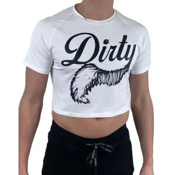  DIRTY Crop Top , Attribute 1: WHITE, Attribute 2: SM, Attribute 3: Large Logo