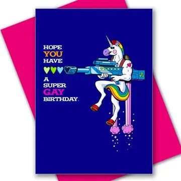 “Gay Unicorn” Birthday Card