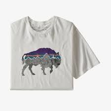 Patagonia M&#39;s Back For Good Organic T-Shirt White w/ Bison 