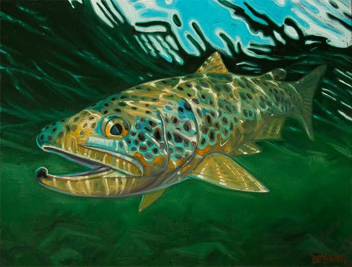 Derek DeYoung Giclee Prints, Color: Brown Trout Cruising, Size: 17 X 22