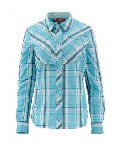 Simms Women&#39;s Big Sky Longsleeve Shirt, Color: Teal Plaid, Size: S